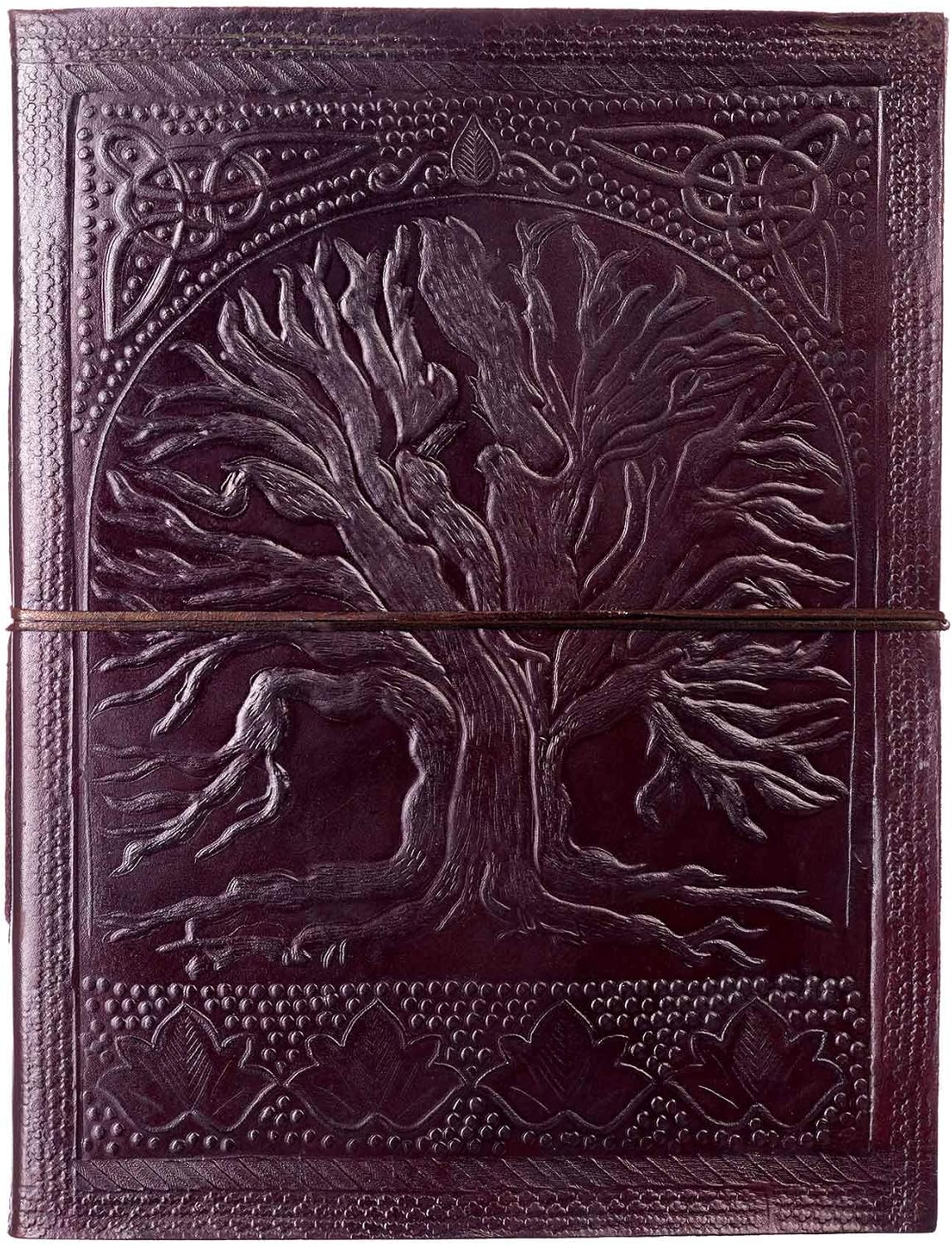 Paper High Tree of Life Embossed Leather Photo Album, Brown, Extra Large