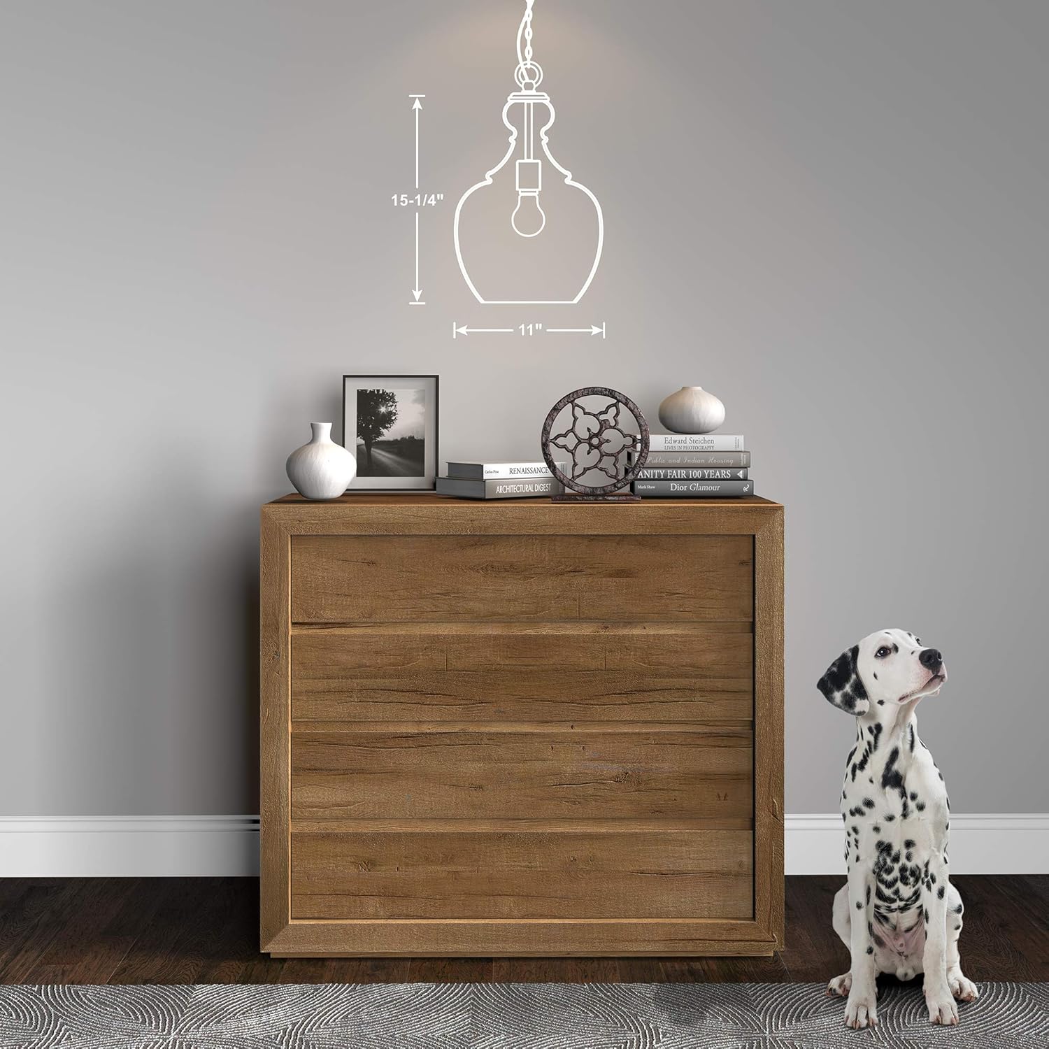 Henn&Hart PD0272 Industrial 1 Contemporary Blackened Bronze with Seeded Glass Shade for, Kitchen, Dining, Living Room, Foyer Pendant Light, Black: Home Improvement