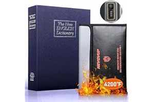 NEVGVUP Dictionary Diversion Book Safe with Combination Lock and 4200°F Fireproof Money Bag for Cash, Dictionary Money Box for Cash Safe Hidden, Money Hiding Box, Secret Portable Metal Compartment Safe -Blue