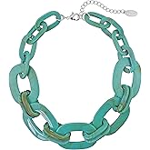 Bocar Statement Chunky Fashion Acrylic Beads Choker Cube Link Chain Necklace for Women Gifts
