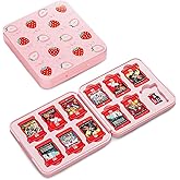 RHOTALL Pink Strawberry Game Card Case for Nintendo Switch/OLED/lite/Switch 2, Cute 12 Game and SD Cards Holder Cartridge Box, Portable Magnetic Closure Switch Case for girls