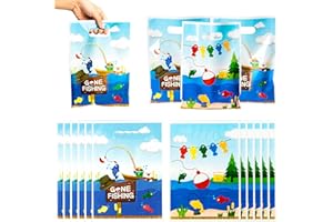 ArianQicult 50Pcs Little Fisherman 1st Birthday Party Bags Gone Fishing Goody Candy Treat Plastic Gifts Bags Gone Fishing The Big One Birthday Party Decorations Supplies Decor for Kids