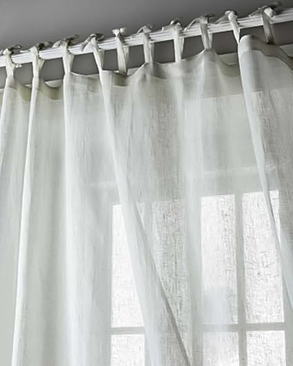Amazon Com Sahara Ivory Linen Sheer Gauze Tie Top Curtain 52