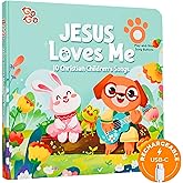 GO GO Jesus Loves Me Sound Book, 10 Christian Songs, USB-C Rechargeable, Musical Learning Toy for Toddlers 1-3