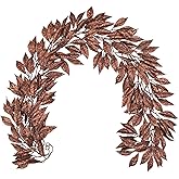 Hollyone 3 Pcs 6FT Christmas Garland Brown Glittered Artificial Magnolia Leaves for Mantle Christmas Tree Decorations Indoor Outdoor Bronze Hanging Garland Ornaments Garden Door Wall Window Home Decor