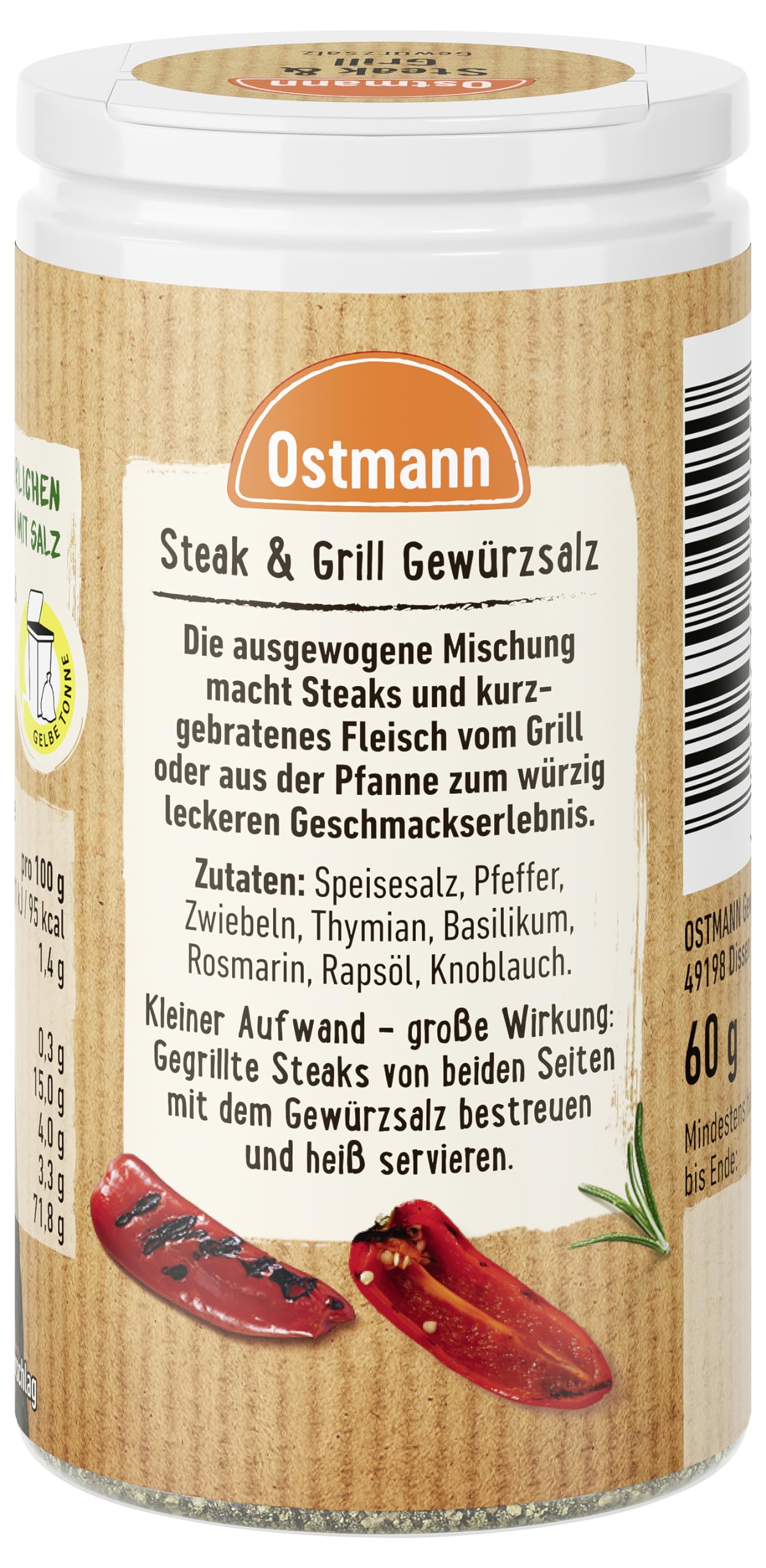 Ostmann Gewürze – Steak & Grill Gewürzsalz, leckeres Gewürzsalz zum Grillen & Anbraten von würzigen Steaks, ideal auch für Grillgerichte ohne Fleisch, 60 g 2