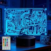 Geeky Computer Gifts, Gift for Coders, Cybersecurity Geek 3D Illusion Night Light with RGB Flshing, 16 Colors Changing, Remote Control with Timer, IT Tech Support Geek Decoration for Office Room