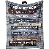 Psspotgj Christian Gifts for Men, Christian Blanket, Religious Gifts for Men, 60"x50" Catholic Baptism Spiritual Inspirational Bible Blanket Man of God for Christmas Birthday