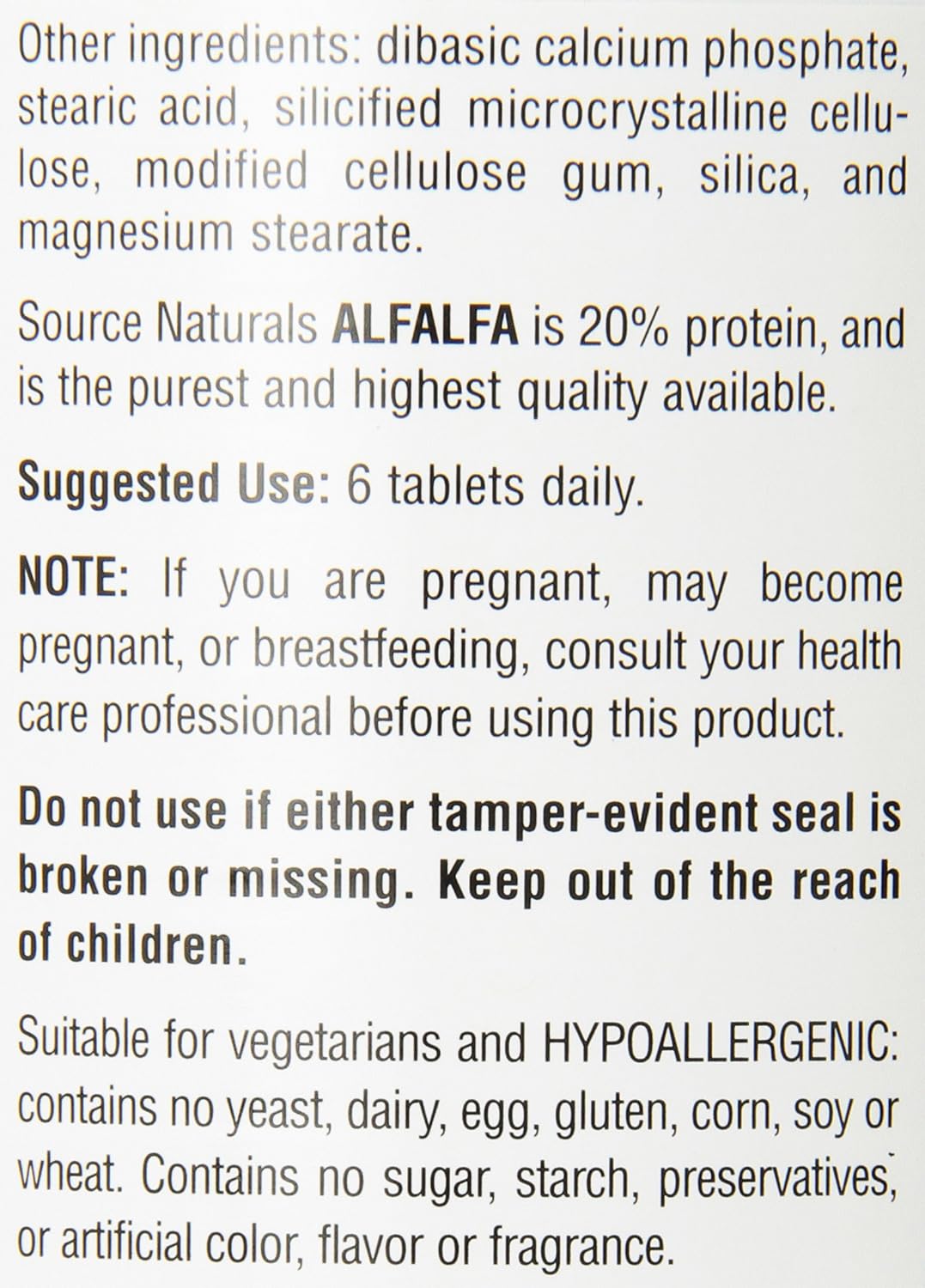 Source Naturals Alfalfa 10 Grain Dietary Supplement - 500 Tablets: Health & Personal Care