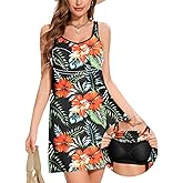 ANYFITTING Built in Bra Summer Dresses for Women 2025 Casual Short Dress with Pockets Mini Floral Sundresses