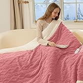 LUZARTA Heated Blanket Twin Size 62"X84" Pink - Soft Thick Warm Sherpa Electric Blanket for Winter with 5 Fast Heating Levels & 10hrs Auto Off for Women Gift, Overheating Protection for Office Bed