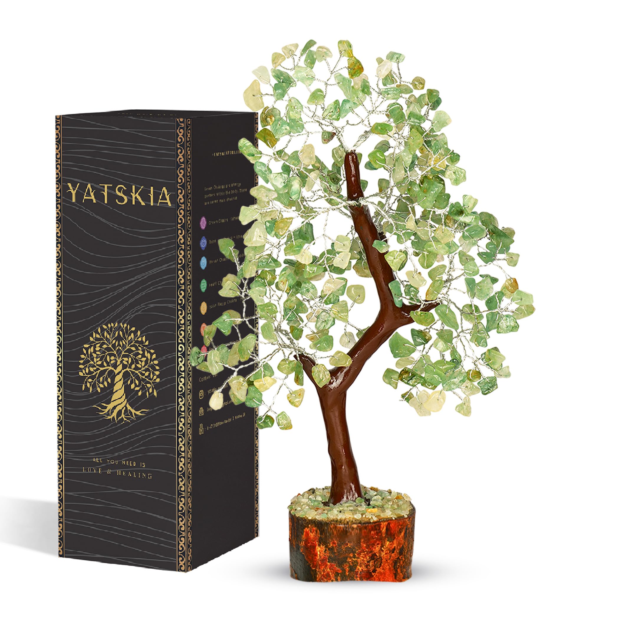 Yatskia Green Jade Crystal Tree - Crystals and Stones - Gemstone Tree - Crystal Gifts - Meditation and Feng Shui Decor - Holistic Gifts for Women - Spiritual Room Decor