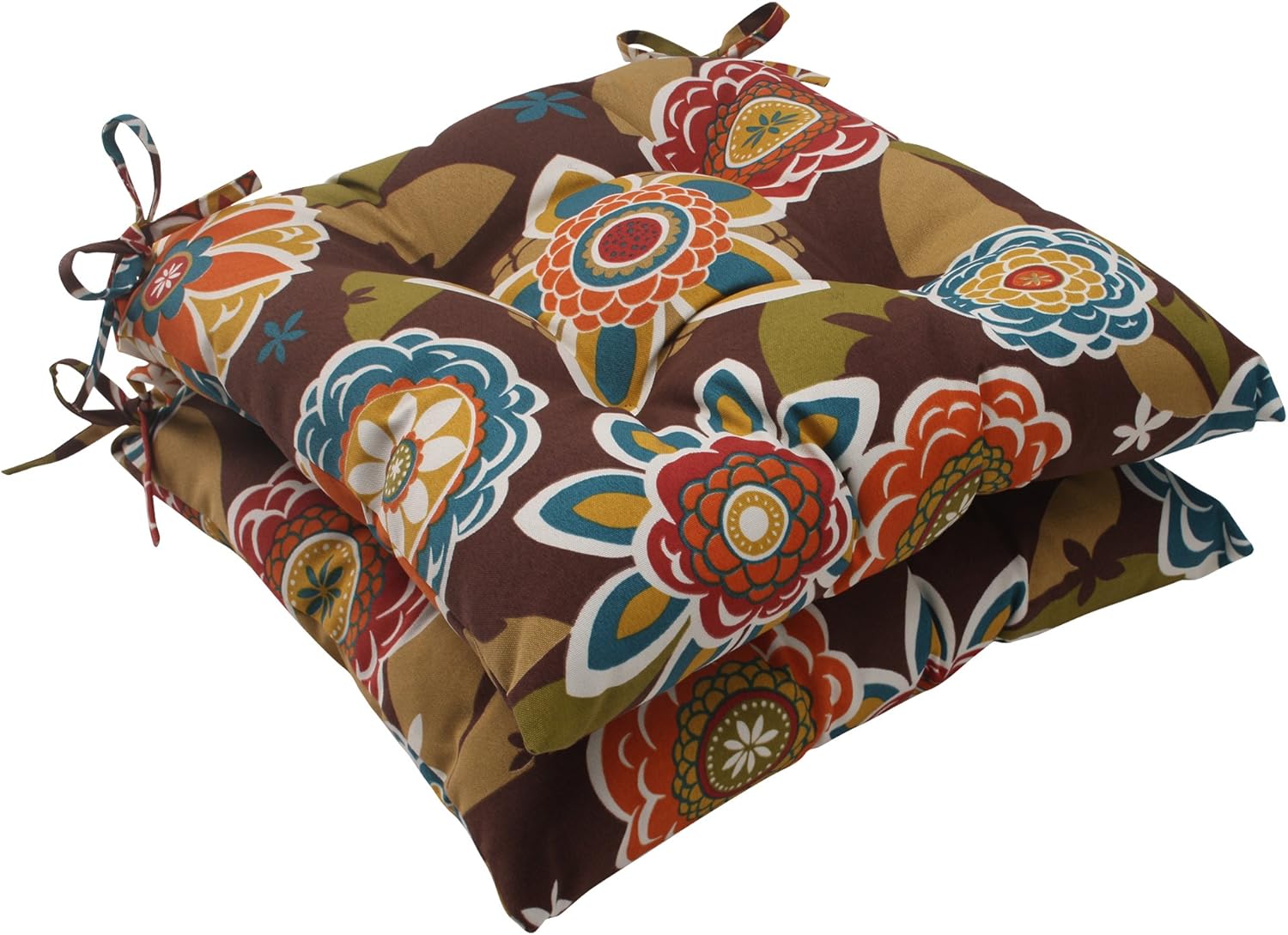 Pillow Perfect Outdoor/Indoor Westport Teal Tufted Seat Cushions (Square Back), 19" x 18.5", Stripe, 2 Pack: Home & Kitchen