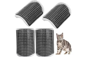 4 Pack Cat Self Groomer Soft Cat Face Scratcher Wall Corner Grooming Brush with Catnip, Screw and 3m Tape
