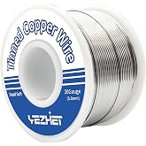 YEZHET Tinned Copper Bus Bar Wire 165 Ft, 20 Gauge, 0.5LB Spool for Stained Glass Project, Crafts, and Jewelry Making