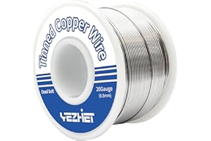 YEZHET Tinned Copper Bus Bar Wire 165 Ft, 20 Gauge, 0.5LB Spool for Stained Glass Project, Crafts, and Jewelry Making