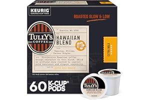 Tully's Coffee Hawaiian Blend, Keurig Single Serve K-Cup Pods, Medium Roast, 60 Count, (6 Packs of 10)