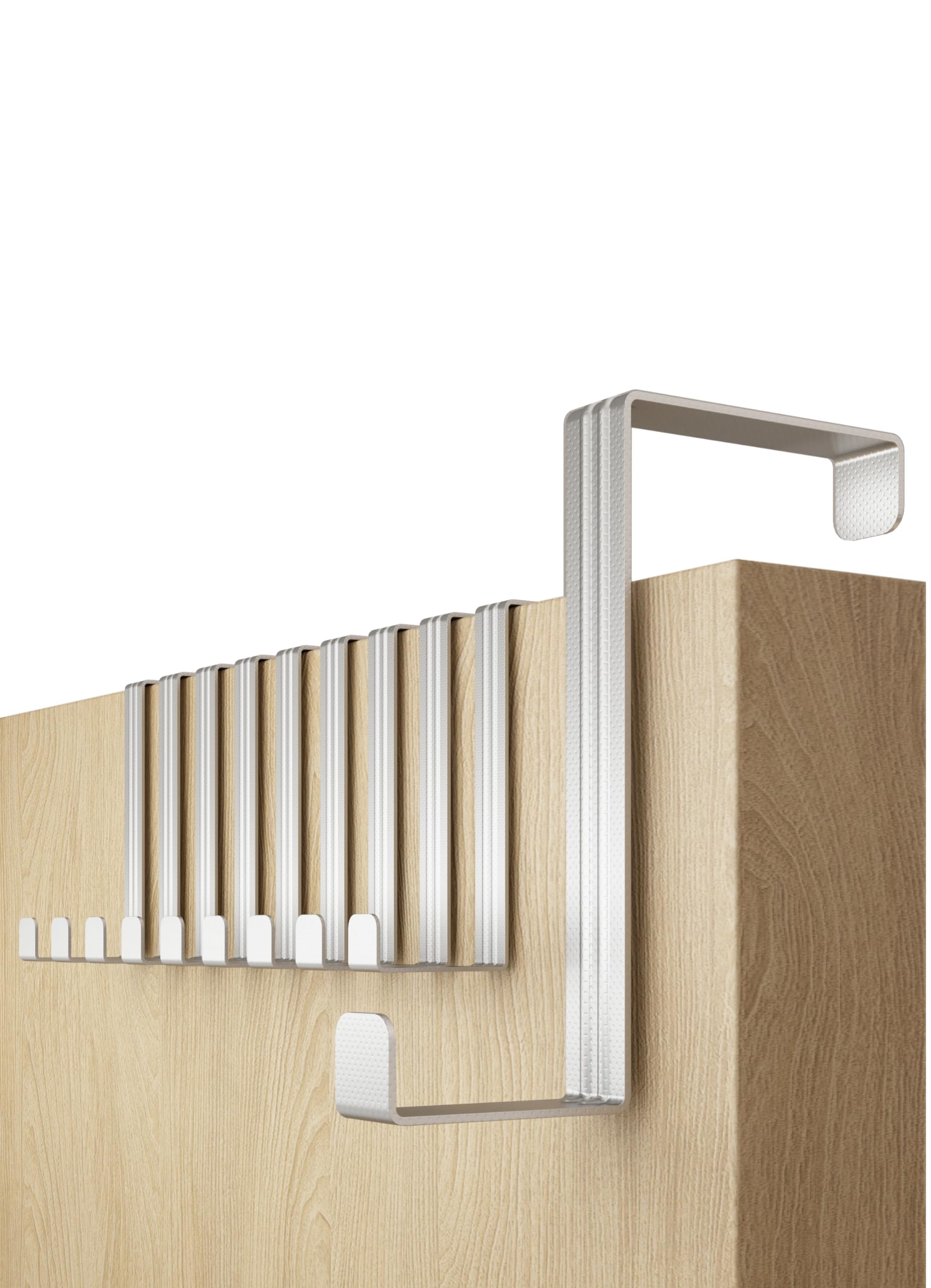 4smile Over Door Hook Set of 10 – Silver Coat Hooks for Leaf Depth 3.6 cm (1.4") + 4.1 cm (1.6"), Sturdy Hangers for Clothes, Wreath Hanger