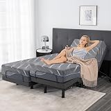Adjustable Bed Frame Split King, Bed Base with 14 Inch Grey Gel Memory Foam Medium-Firm Mattress in Box, Adjustable Bed with Adjustable leg height, Easy Assembly Smart Electric Hospital Bed furniture