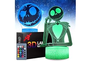 SJIAHEE Halloween Town Pumpkin King 3D Illusion Night Light Gifts, 16 Color Change Halloween Decor for Kids Bedroom, Creative Lighting for Kids