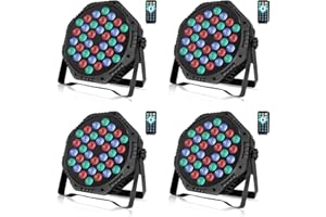 ZKEEZM 36 Led Stage Lights - DJ Par Lights, RGB Party Lights, 7 Colours Lighting with Sound Activated, Remote & DMX Control, DJ Uplighting for Parties, Birthday, Christmas, Bar, Wedding & Music Dance
