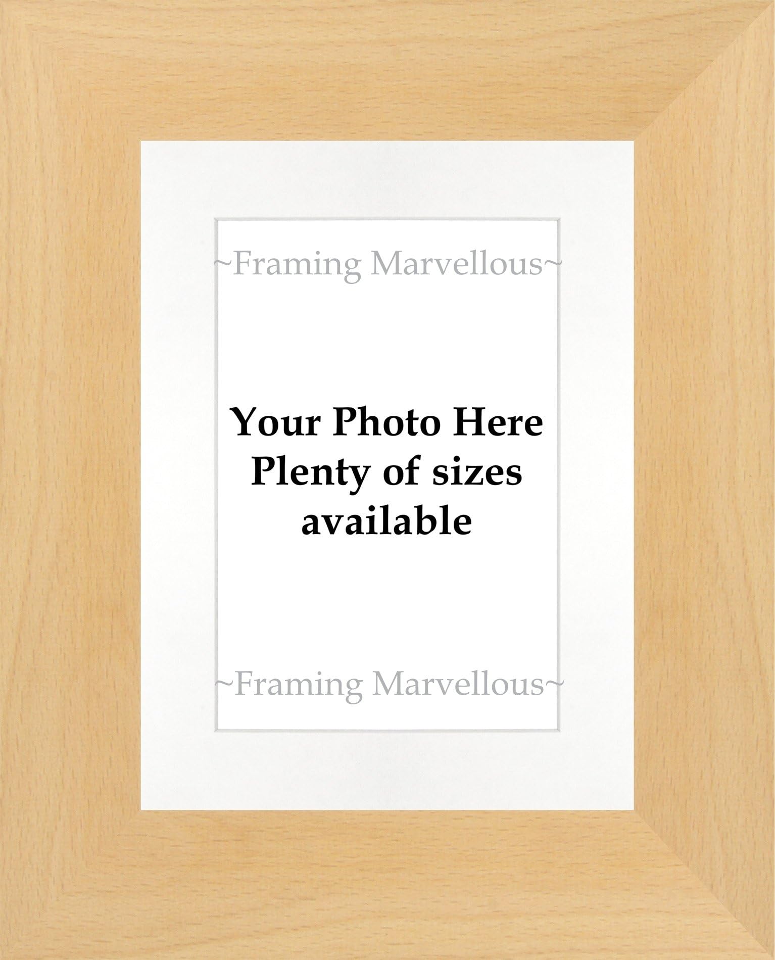Framing Marvellous Real Beech Wood Photo Picture Frame - (A4 pic (14x11” glass) WALL & STRUT, WHITE MOUNT)