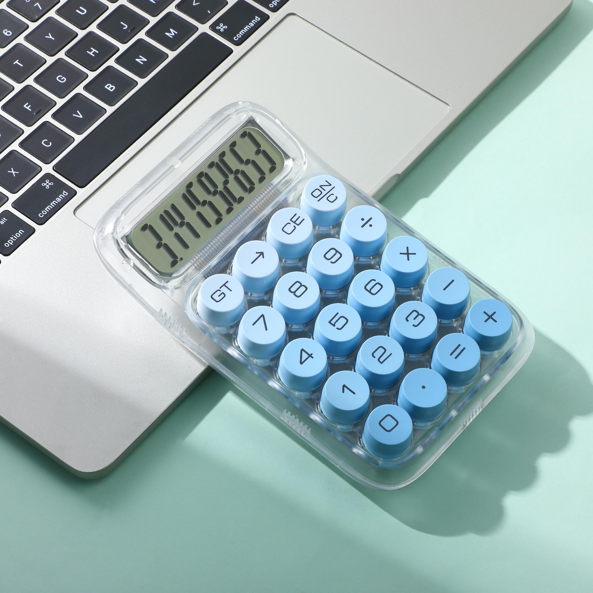 Mr. Pen- Mechanical Switch Calculator, 10 Digits, Blue, Transparent Body, Large LCD Display, Big Buttons, Desktop, Cute, Aesthetic