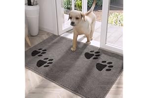 PURRUGS Dirt Trapper Door Mat 20" x 31.5", Non-Skid/Slip Machine Washable Microfiber Entrance Rug, Shoes Scraper, Dog Door Mat, Super Absorbent Floor Mat for Muddy Wet Shoes and Paws, Light Grey