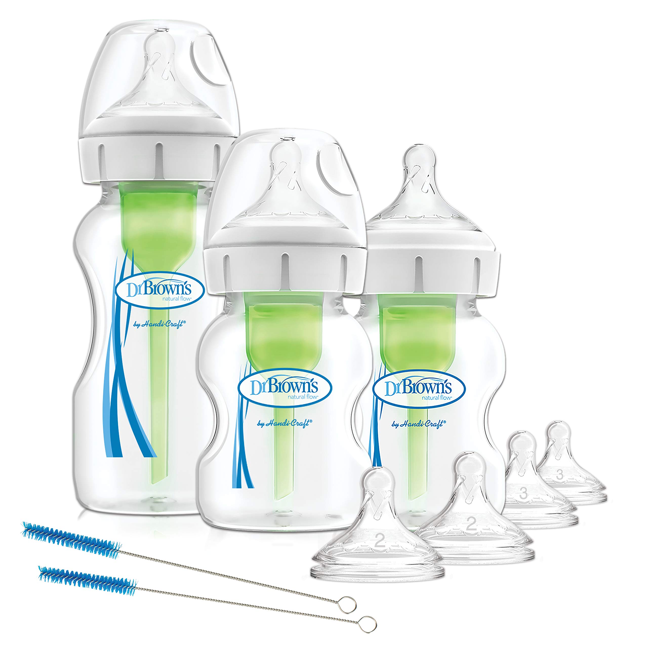 Dr. Brown's Natural Flow Anti-Colic Options+ Wide-Neck Baby Bottle, Starter Kit