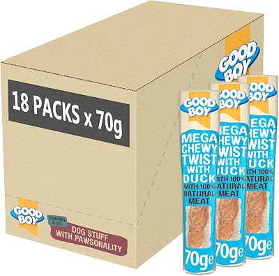 Good Boy Mega Chewy Twist With Duck 70 g Case of 18 Low Fat Grain Free