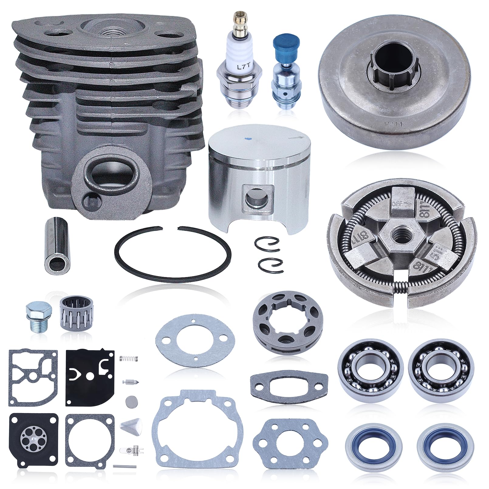 Gubeter Cylinder Clutch Drum Carb Kit, For Husqvarna 55, 55 Rancher 51 Chainsaw, 503609171, 505275719, 503162103, 537127901,