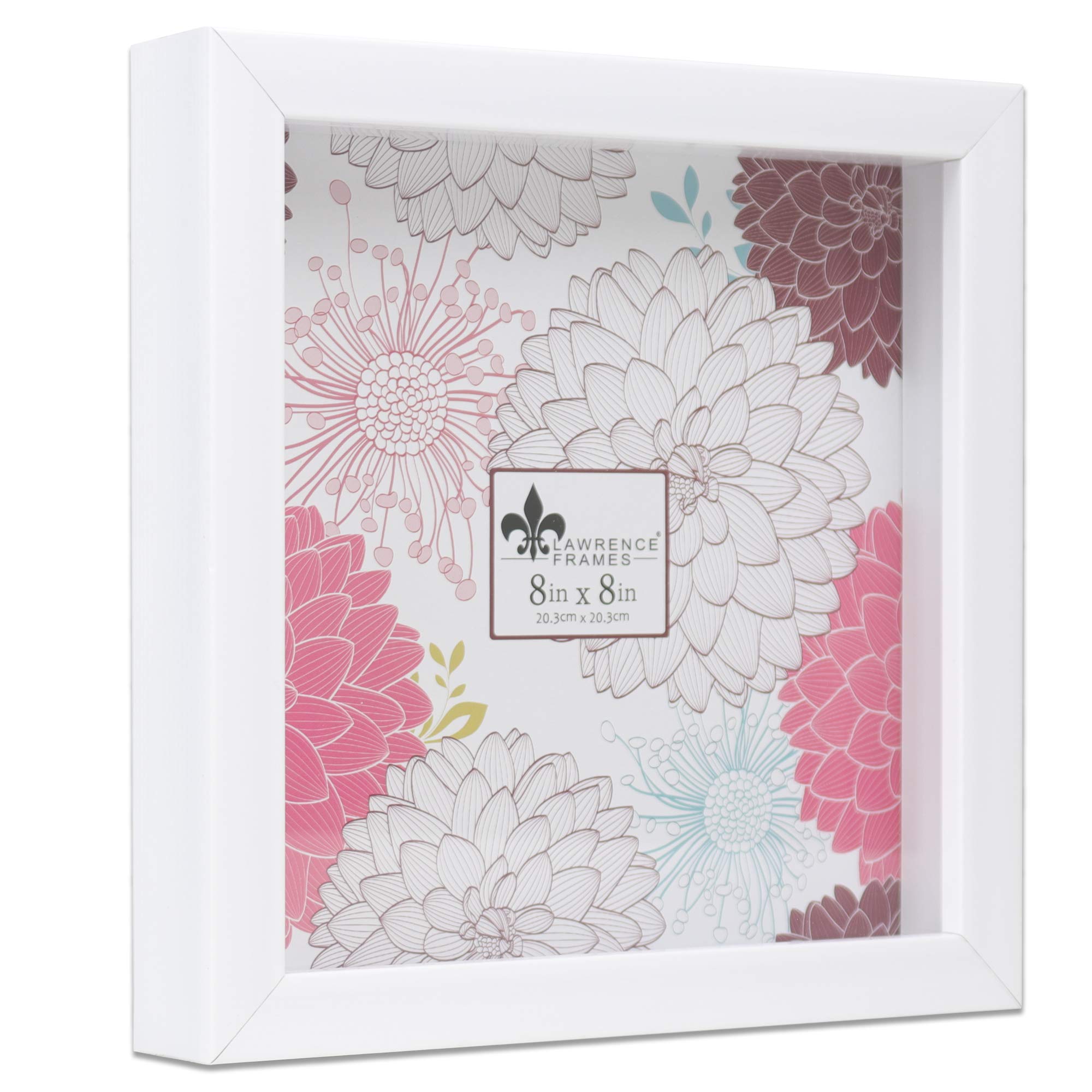 Lawrence Shadow Box Frame, Polystyrene, White, 8 x 8 Inches