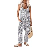 Ekouaer Womens Jumpsuit Sleeveless Casual Summer Overalls Jumpers Spaghetti Strap Baggy Long Pants Rompers with Pockets
