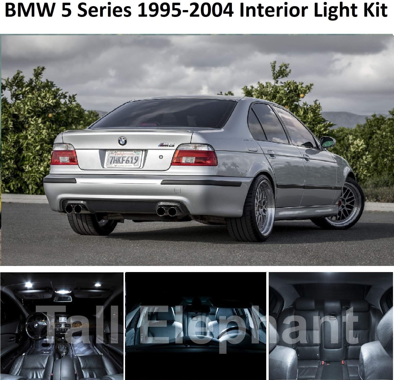 Tall Elephant - PREMIUM 5 SERIES E39 SALOON INTERIOR FULL WHITE LED BULBS LIGHT KIT SET