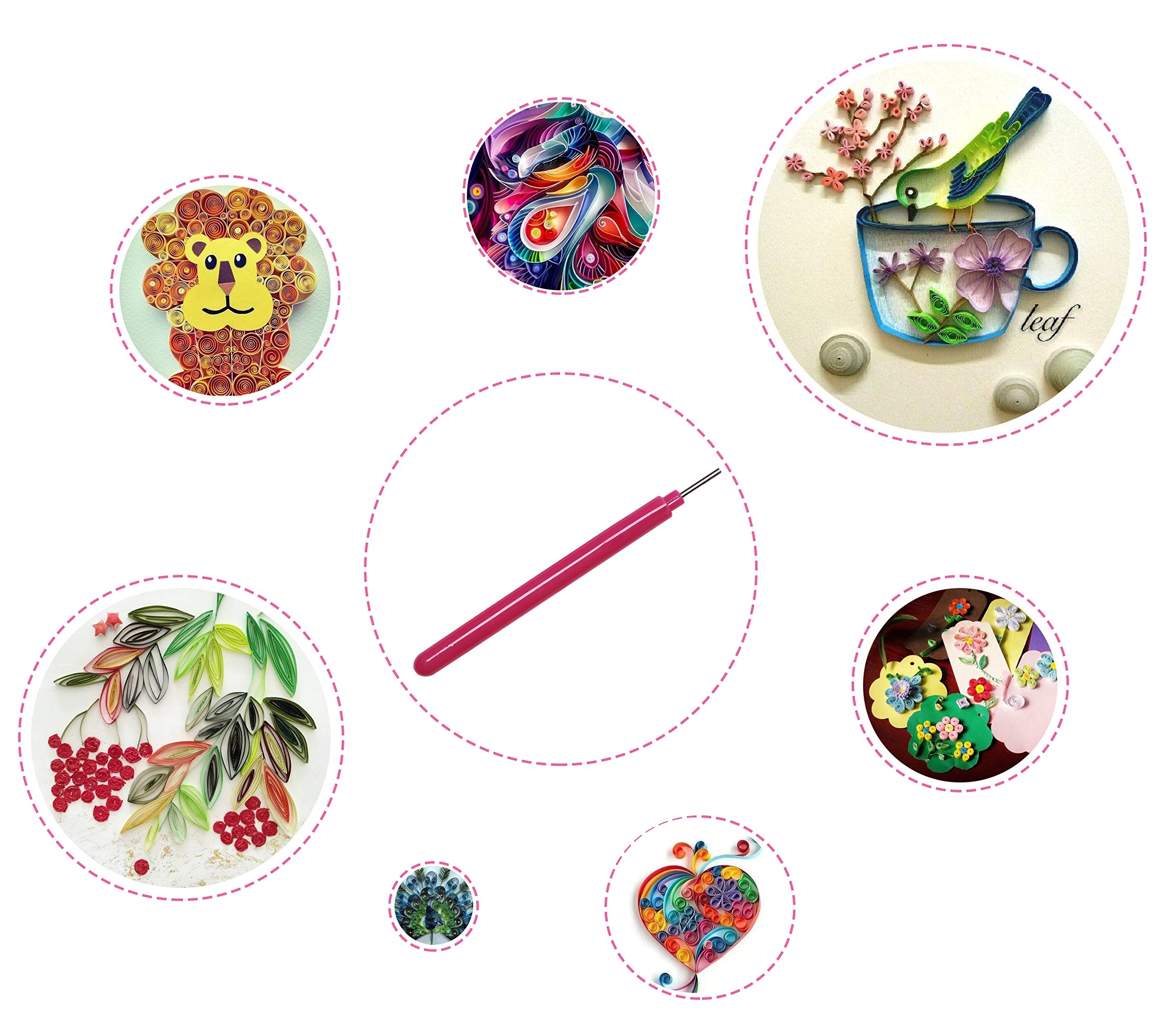 Floranea 4 Pcs Paper Quilling Tools Slotted Kit Rolling Curling Quilling Needle Pen Rose Blue for Art Craft DIY Paper Cardmaking Project (4 pcs)