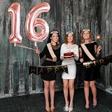 Amosking Sweet 16 Birthday decorations kit Rose Gold Crown Sash Cake Topper view 5