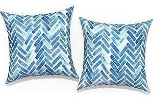 TWLEAR Outdoor Throw Pillow Covers 16x16 Inch, Square Patio Pillow Cases Pack of 2, Modern Decorative Back Cushion Covers for Patio Furniture Garden Couch Farmhouse, Blue Bricks