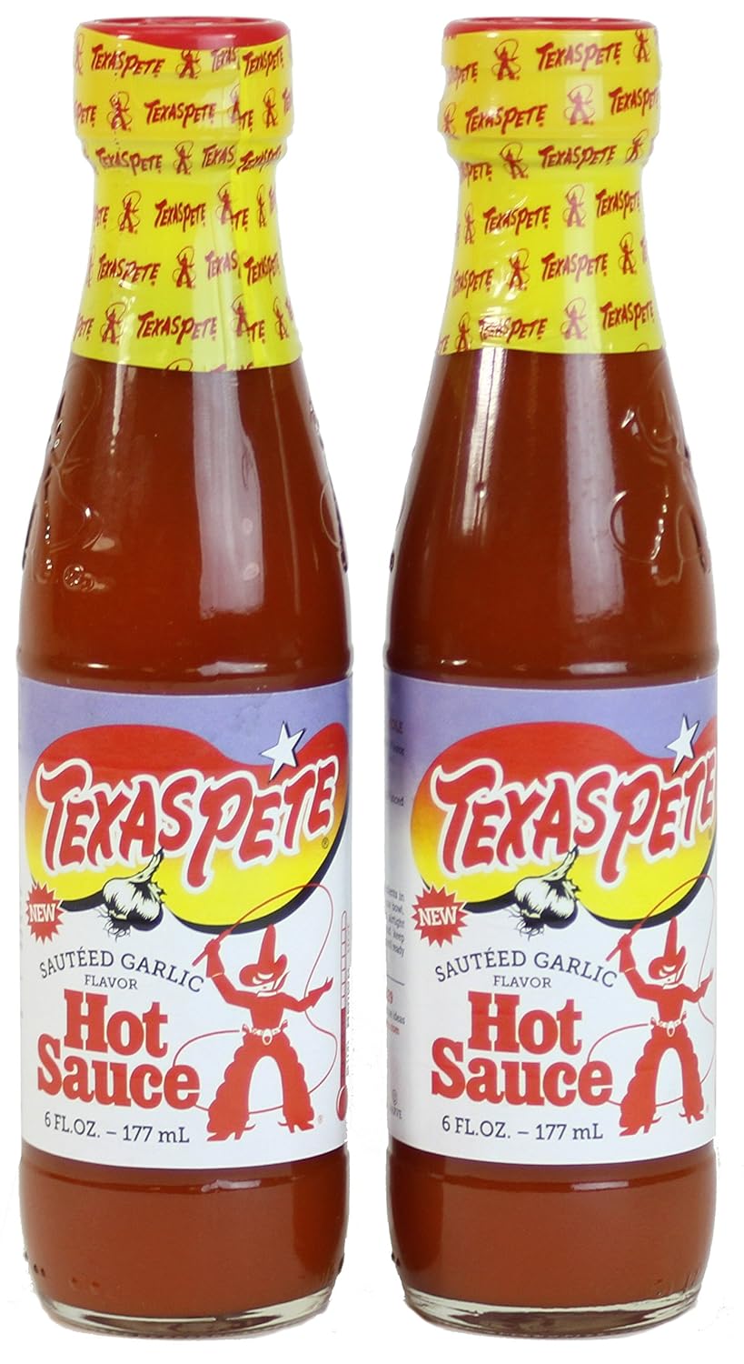 Texas Pete Garlic Hot Sauce, 6 Fl Oz Glass Bottle, Pack of