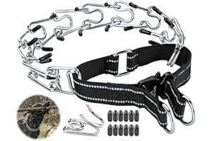 DEYACE Dog Training Collar with Quick-Release Buckle, Adjustable Stainless Steel Collar for Small Medium Large Dogs (Black, S Neck Girth 11.2"-14.5")