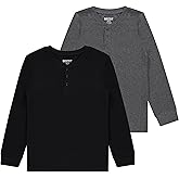 Sezzit Boys' 2-Pack Thermal Henley Tops - Cozy, Breathable Long Sleeve Shirts for School and Play, Sizes 4-18