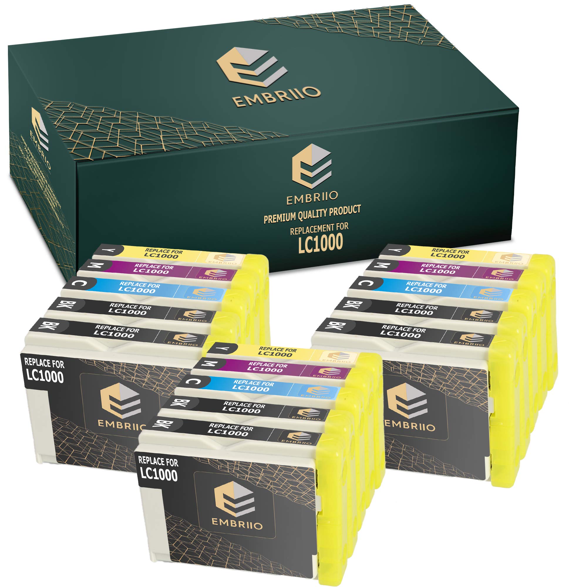 EMBRIIO LC-1000 Set of 12 Compatible Ink Cartridges Replacement for Brother DCP-130C DCP-135C DCP-150C DCP-330C DCP-350C DCP-357C DCP-540CN DCP-560CN DCP-770CW MFC-235C MFC-465CN FAX-2840