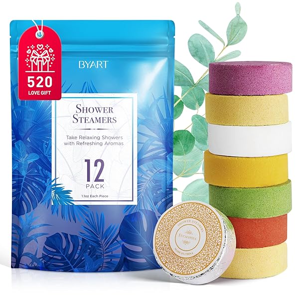 SHOWER STEAMERS AROMATHERAPY-CHRISTMAS STOCKING STUFFERS FOR WOMEN, EUCALYPTUS SHOWER BOMBS GIFTS FOR WOMEN, 12PCS ORGANIC PURE ESSENTIAL OIL HOME SPA BATH, STRESS RELIEF AND RELAXATION, BLUE