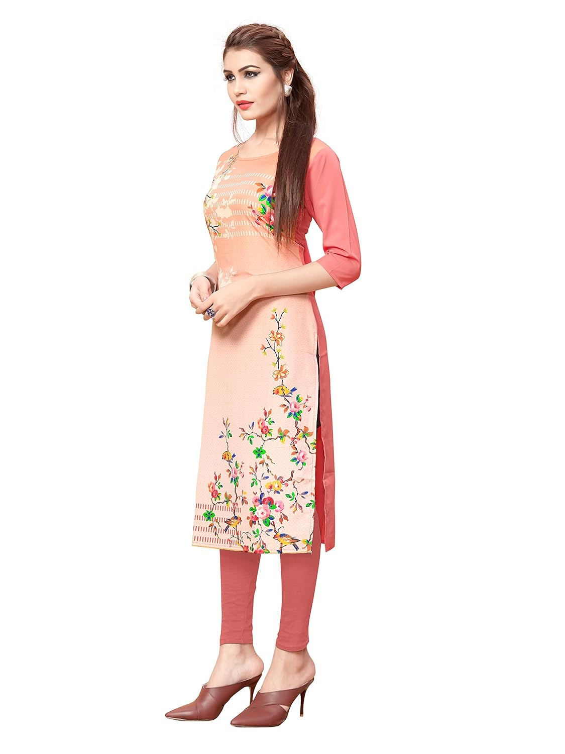 new ethnic 4 you woman's printed straight cut crepe kurti_efk098