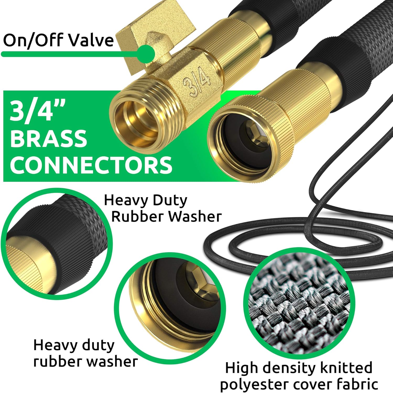 Nifty Grower 100ft Garden Hose - New Expandable Water Hose with Double Latex Core 3/4" Solid Brass Fittings Extra Strength Fabric - Flexible Expanding Hose with Storage Bag for Easy Carry: Home Improvement