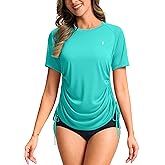 Soothfeel Women's Swim Shirt UPF 50+ Short Sleeve Rash Guard SPF UV Sun Protection Swimming Swimsuit Bathing Suit Top Only