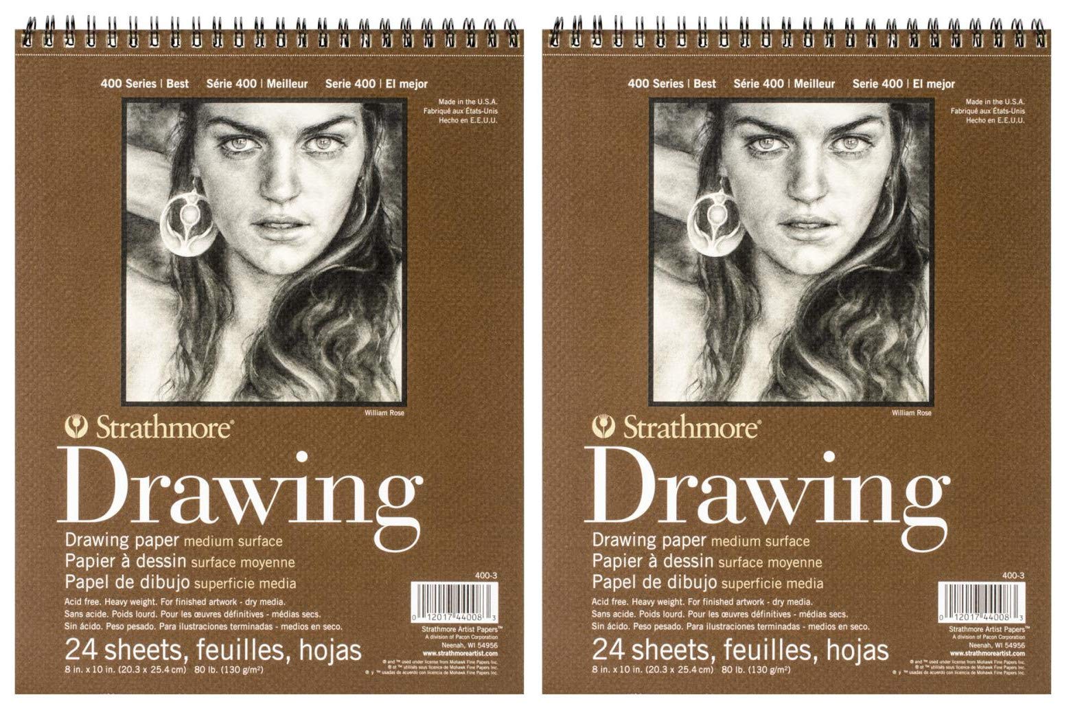 Strathmore STR-400-3 24 Sheet No.80 Drawing Pad, 8 by 10" (2 pack)