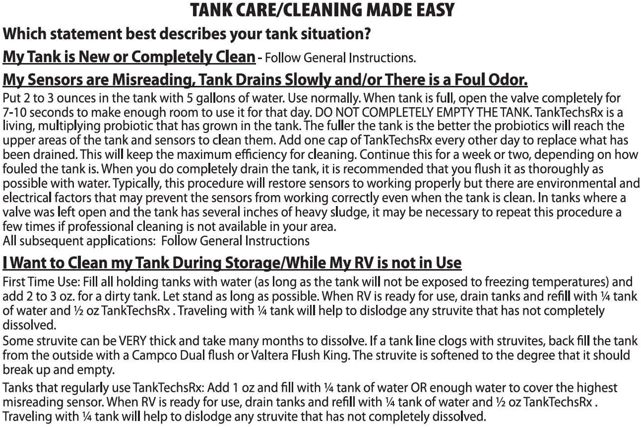 TankTechsRx - RV Holding Tank Treatment & Cleaner - 33.8 ounce = 68 treatments - All Natural Probiotics for RV, marine, camping, portable toilets: Automotive