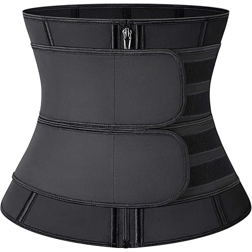 KIWI RATA Women Latex Workout Waist Trainer Corset with Double Straps X-Shape Faja Trimmer Belt