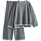 Tanming Women's Sweater Sets 2 Piece Outfits Knitted Pullover Jumper and Wide Leg Pants Tracksuit
