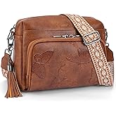 KITEVIUN Vegan Leather Crossbody Bags for Women Butterfly Crossbody Purses Lightweight Women's Shoulder Handbag with Tassel